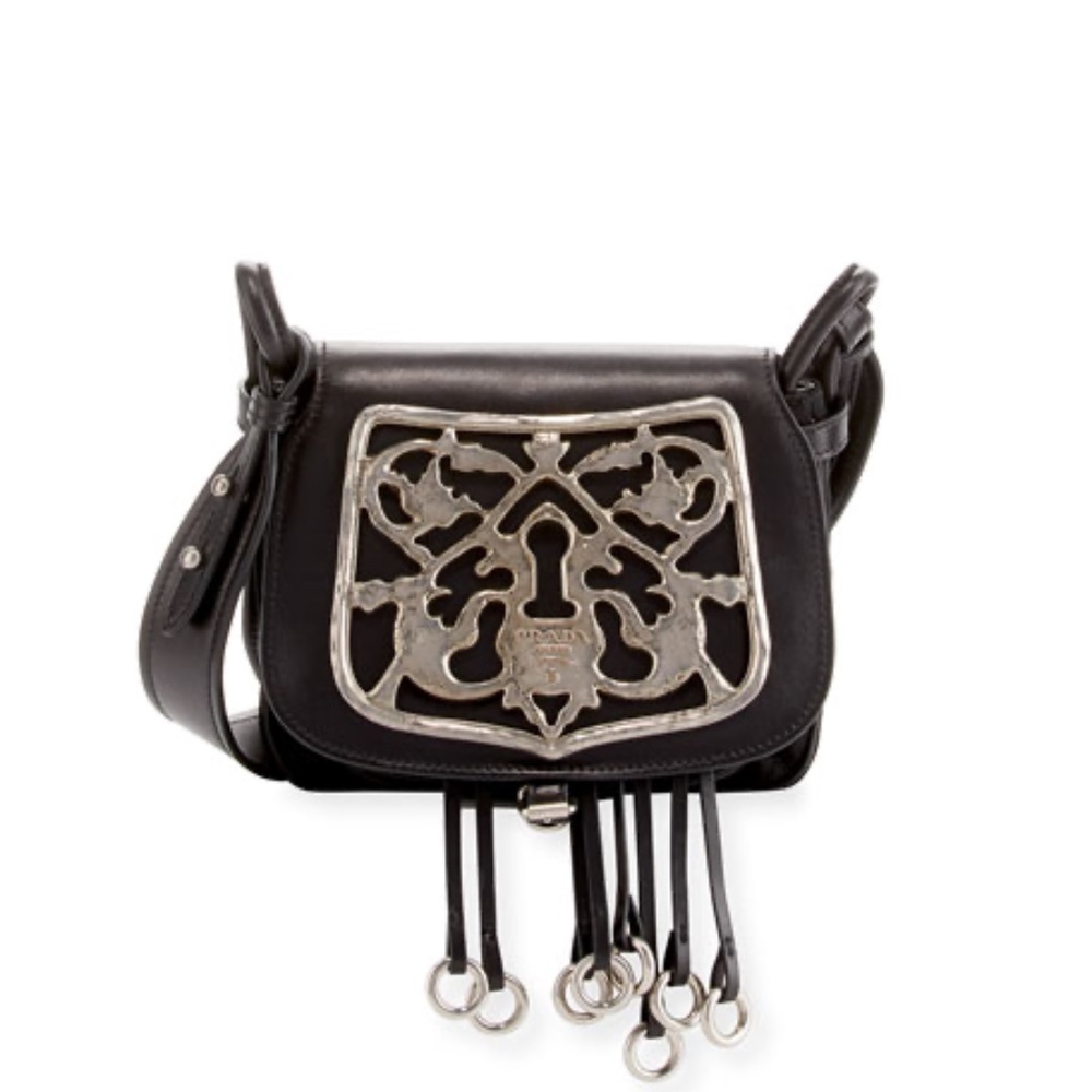 Prada Corsaire Leather Shoulder Bag with (Decorative) Metal Key Lock
